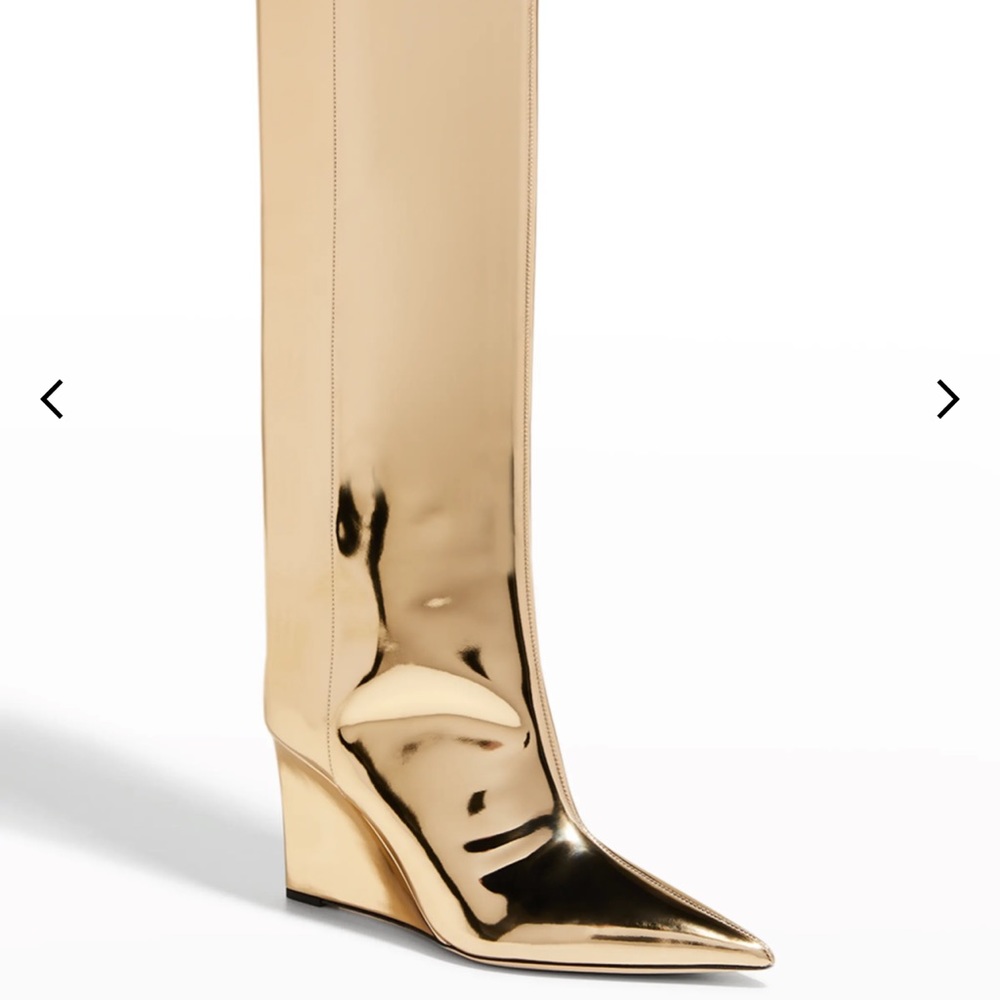 Jimmy Choo Blake Metallic Wedge Knee Boots 👢
